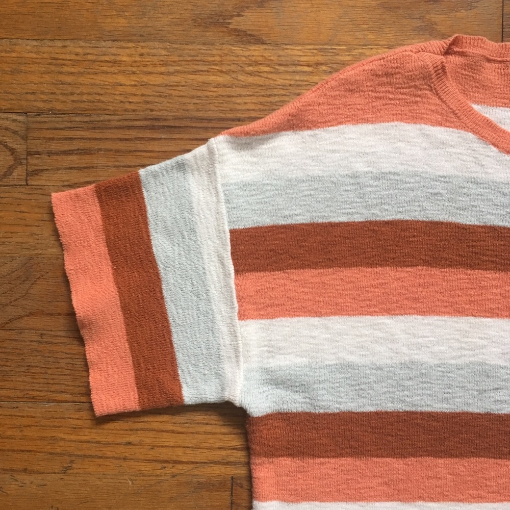 Madewell Striped Slightly Crop Knit Top Size S - Picture 4 of 6
